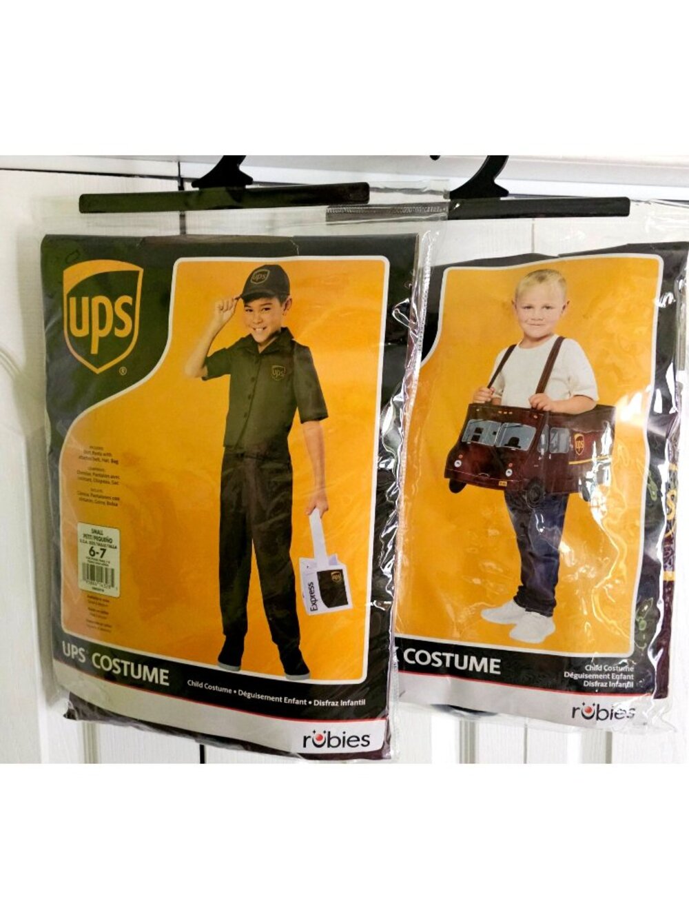 UPS Delivery Truck Ride-On Costume and Unform Treat Bag Kids 6-7 Halloween Rubie